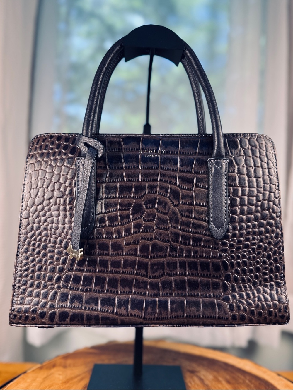 Radley London Liverpool Street Croc Embossed Leather Satchel EUC